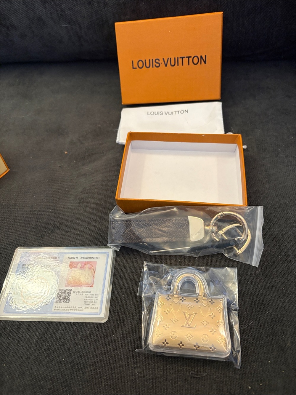 Louis Vuitton Gold Monogram Padlock Charm with Keyring Strap
